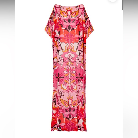NWOT Cin Cin Malibu Caftan Boheme Pink Print - One Size - Picture 3 of 7